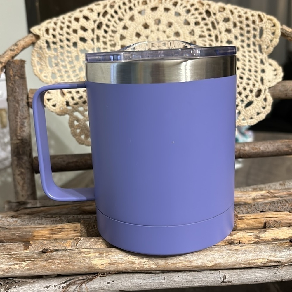 PRE OWNED BE STILL AND KNOW PSALMS 46:10 LAVENDER CAMP STYLE STAINLESS STEEL MUG - Picture 5 of 12
